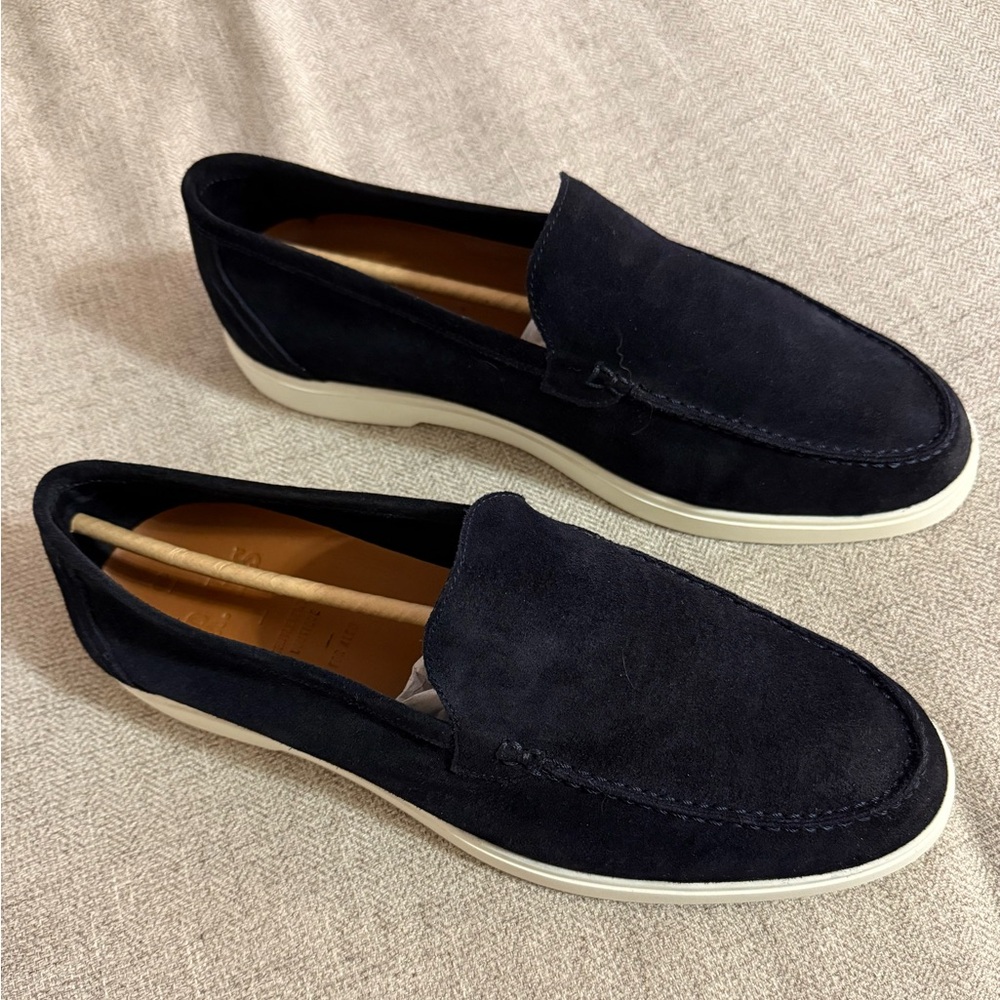 Men's Navy Suede Loafers